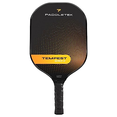 Paddletek Tempest Wave II Pickleball Paddle | Professional Pickleball Paddles with Honeycomb Core, Carbon Fiber Surface, Graphite PolyCore & High Tack Performance Grip | USAPA Approved