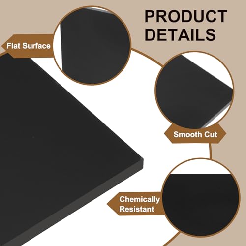Image of MECCANIXITY HDPE Plastic Sheet 1 /2 inch Thick, 20 inch x 48 inch High Density Polyethylene Plastic Blocks, HDPE Cutting Board for DIY, Home Floor Improvement, Black