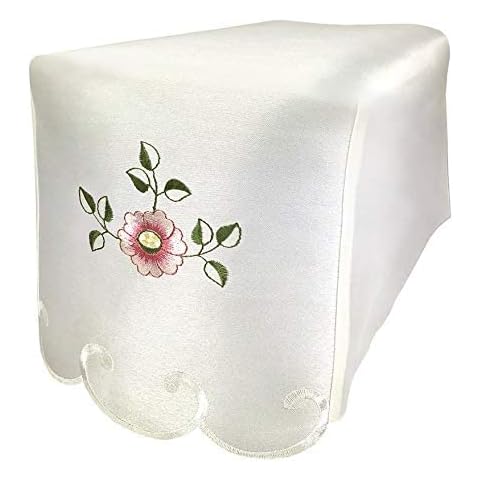Seaquin Flora Chair Arm Covers (pairs) and Chair Backs (single) Embroidered with Pink, Lemon, Beige or Lilac Flower on Cream, Easy care Polyester | (Pink, Arm covers (10021)) Cover