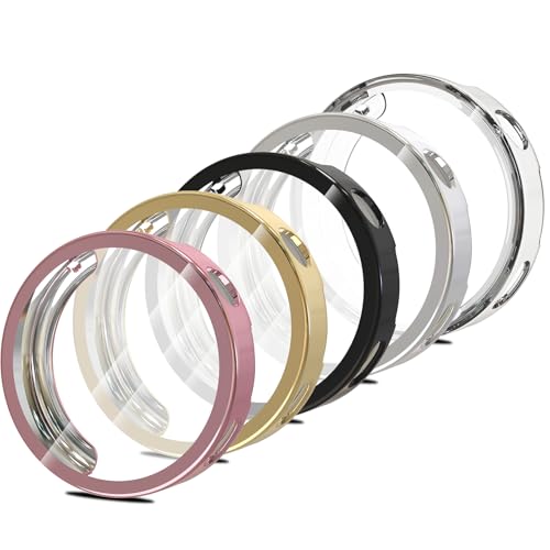 Simpeak 5 Pezzi Cover Compatibile con Huawei Watch GT 6 41 mm, Custodia Caso in Gel Silicone Morbida TPU con Pellicola Protettiva Anti-Graffio Full Protezione, Transparente/Nero/Rosa/Oro Rosa/Plata