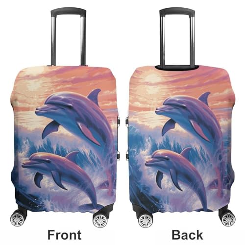 Carry on Luggage Cover Dolphins Art Suitcase Covers for Luggages Tsa Approved Travel Luggage Sleeve Protector Elastic Suitcase Protector Anti-Scratch Washable Fits 19-30 Inch Case -L3