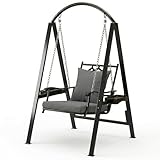 Pamapic Porch Swing with Stand, 350lbs Heavy-Duty Metal...