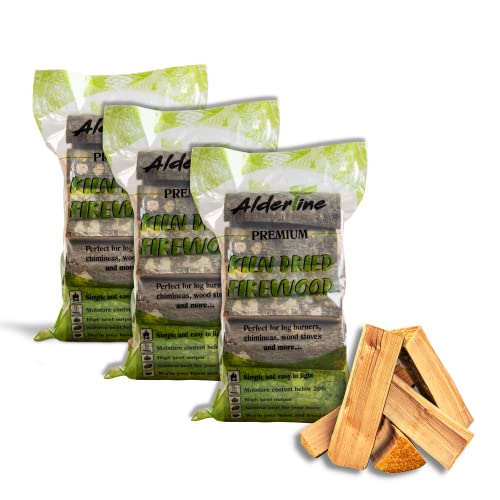Alderline Kiln Dried Firewood Logs for Fireplace, Firepit, Chiminea, Campfires, Pizza Ovens and More, 25cm