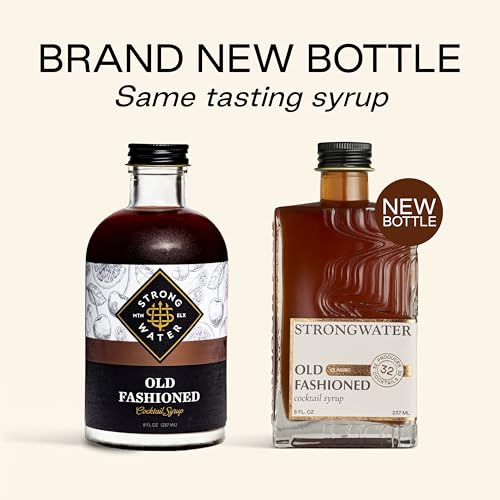Strongwater Espresso Old Fashioned Craft Cocktail Mixer - Makes 32 Cocktails - Handcrafted Old Fashioned Syrup with Real Coffee, Cinnamon, Sugar & Cherry - Just Mix with Bourbon or Whiskey