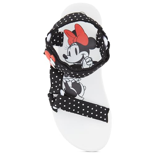 Disney Ladies Minnie Mouse Strap Sandals - Ladies Classic Minnie Mouse Double Strap Sandals Slip On Sandal Shoes3