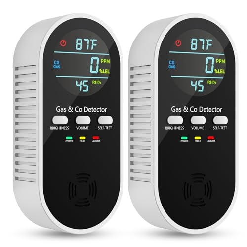 Vilfet 5-in-1 Carbon Monoxide Detectors, Natural Gas Leak Detector, Plug-in