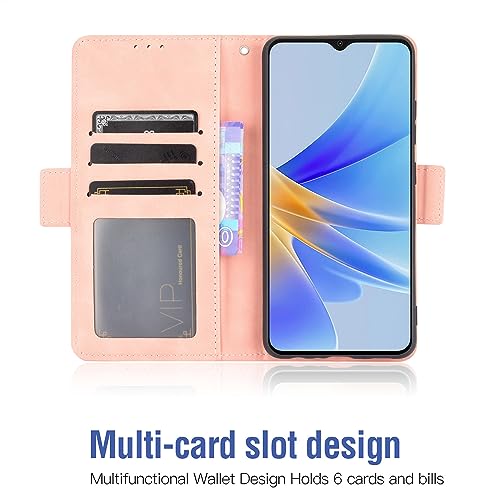 Asuwish Compatible with OPPO A17 Wallet Case and Tempered Glass Screen Protector Card Holder Stand Leather Flip Cell Accessories Phone Cover for OPPOA17 A17case Women Men Rose Gold - Image 2