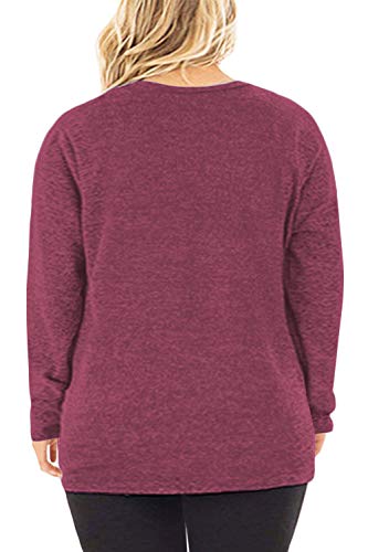 Image of DOLNINE Womens Plus Size Knotted Tops Long Sleeve Tee Shirts Loose Casual Blouse