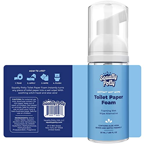 squatty potty toilet tissue paper foam instant wet wipe alternative - 2 pack 50 ml 169 fl oz