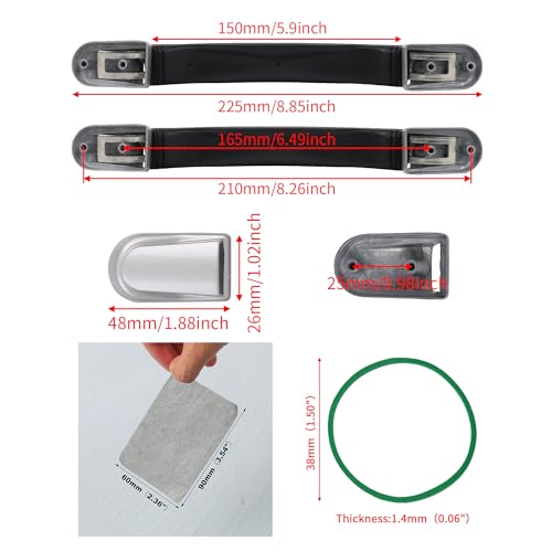 Image of Black Luggage Handle 8.85 inch B016 for Suitcase with Bands Oil Blotting Sheet Kit