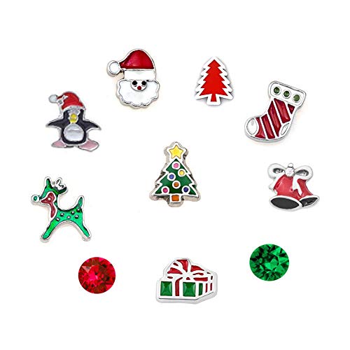 DemiJewelry Christmas Tree Reindeer Santa Clause Floating Charms Set For Glass Living Locket