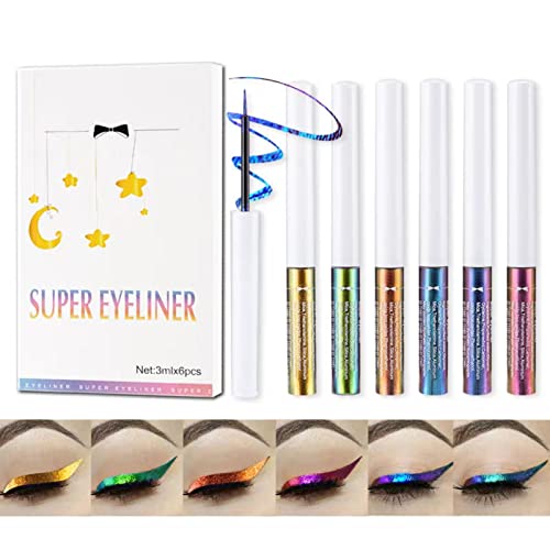 Allbestaye Chameleon Liquid Eyeliner, Highly Pigmented Intense Color Shifting, Waterproof Long Lasting Eye Makeup with Ultra-Fine Tip Metallic Multi-Reflective Finish Eye Liner (6 color set)