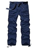 Men's BDU Casual Military Pants, Tactical Wild Army Combat ACU Rip Stop Camo Cargo Work Pants Trousers with 8 Pockets #7533 Navy Blue 36