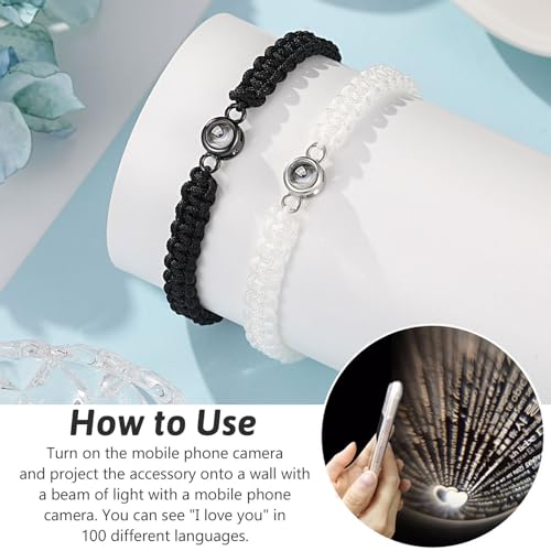 UNGENT THEM I Love You 100 Languages Bracelets, Couples Gifts for Boyfriend, Girlfriend, My Love, Soulmate, Anniversary Valentines Day Birthday Christmas Gift for Women Men