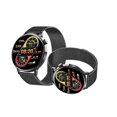 Wizvox 2025 Relojes Inteligentes Mujer - 𝐑el𝐨j 𝐌edid𝐨r 𝐆𝐥𝐮𝐜𝐨𝐬𝐚 1.32' Pulsera Actividad Notificaciones Inteligentes Vital Entrenamiento Y Deportes F22r0604,BlackMilan