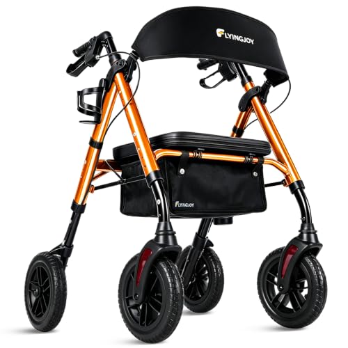 Image of Foldable Rollator Walkers for Seniors with Seat,4 Wheel Rolling Walker
