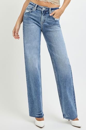 Risen Women's High Rise Straight Leg Jeans with Pockets2