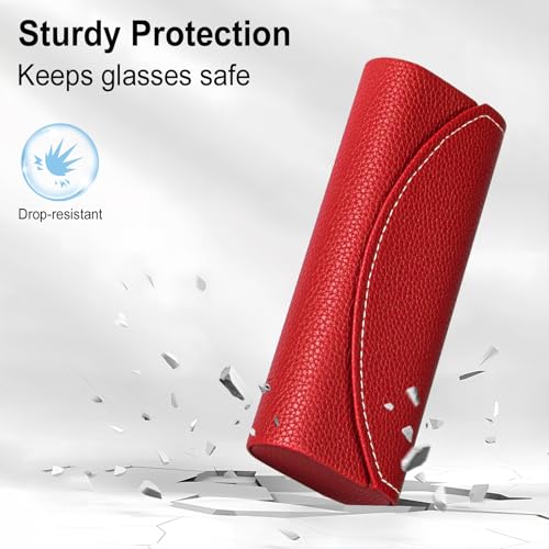 Image of RayLove Ultimate Glasses Case Kit, Hard Shell Sunglasses and Eyeglass Case with Cleaning Cloth, Screwdriver, Ear Hooks (Wine Red)