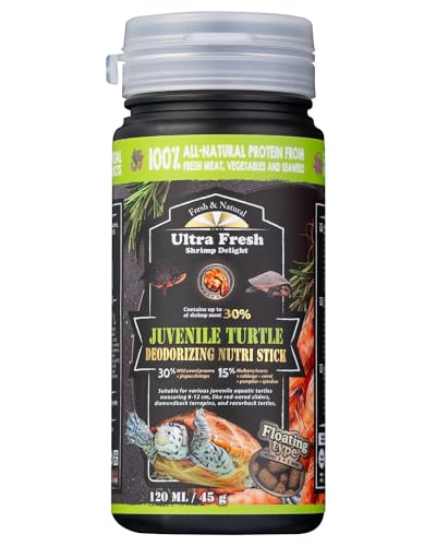 Ultra Fresh Floating Juvenile Turtle Food All Natural Ingredients Wild Sword Prawn w/Deodorizing Probiotics Juvenile Turtle Deodorizing Nutri Stick 1.6 oz