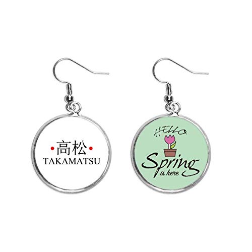 Pendientes de Takamatsu Japón con bandera de sol rojo para primavera