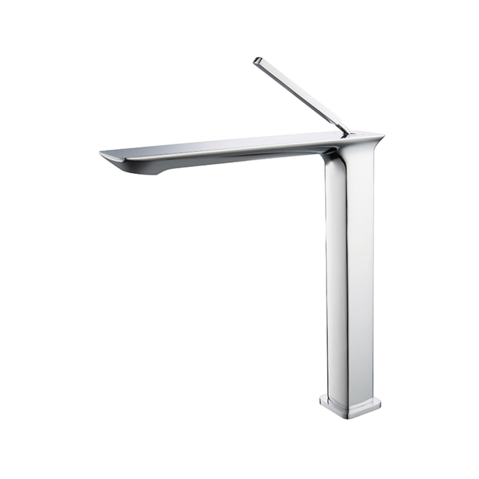 Mitigeur monotrou carré en cuivre chrome pour salle de bain eau chaude et froide