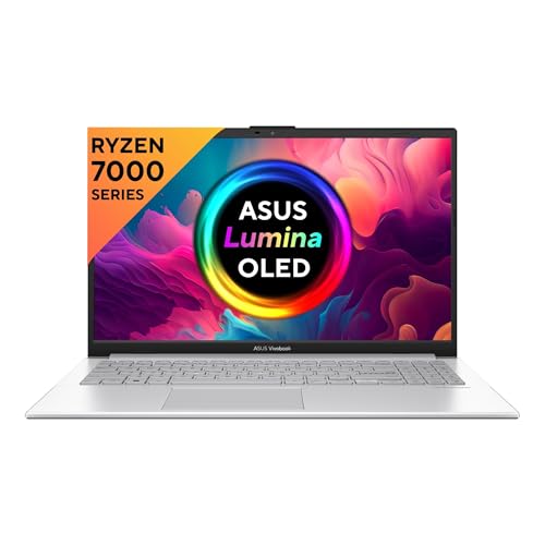 Image of ASUS Vivobook Go 15 (OLED), AMD Ryzen 5 7520U, 15.6 inch (39.62 cm) FHD OLED, Thin & Light Laptop (16GB /512GB SSD /Windows 11 /Office 2021 /Backlit Keyboard /Silver /1.63 kg), E1504FA-LK541WS