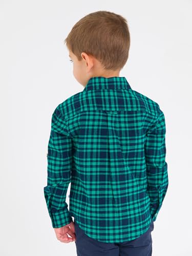 Image of RUGGEDBUTTS Boys Solid Cotton Long Sleeve Button Down Shirt with Button Tabs