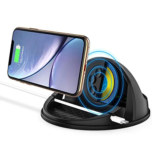 Wireless Car Charger Mount,Qi-Certified Car Wireless Charging Stand Compatible with iPhone 11 pro/X/XS Max/XR/8/Samsung Galaxy S9 / S10/,Silicone Car Phone Holder Dashboard Desk