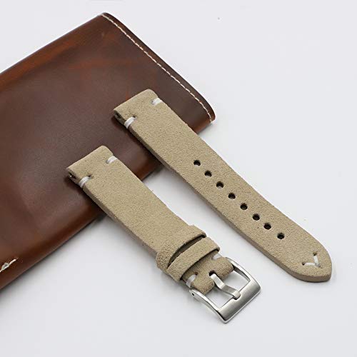 Onthelevel Suede Watch Strap - Vintage Leather Velour Watch Band 18mm 20mm 22mm 24mm Quick Release Strap for Men or Women