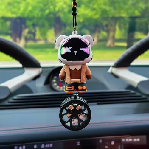 Image of YOURKARTS.COM Bunny Astronaut Car Hanging Ornament - Rearview Mirror Pendant Bear Design | Cute Car Interior Decor for Dashboard & Mirror Styling | car Accessories 2025
