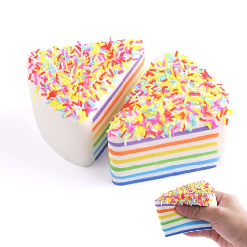 Anboor 2 Pcs Rainbow Cake Squishies Fidget Toys Slow Rising Kawaii