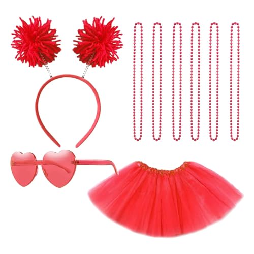 Piegricdiat Women Costume Accessories Set Tutu Pom Pom Costume Accessory Set for Spirit Day