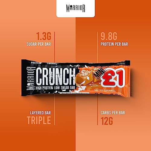 Warrior Crunch Mini (Snacksize) – Protein Bars – 9g+ Protein Per Bar – Low Carb, Low Sugar Snack – 24 Pack x 32g (Salted Caramel)