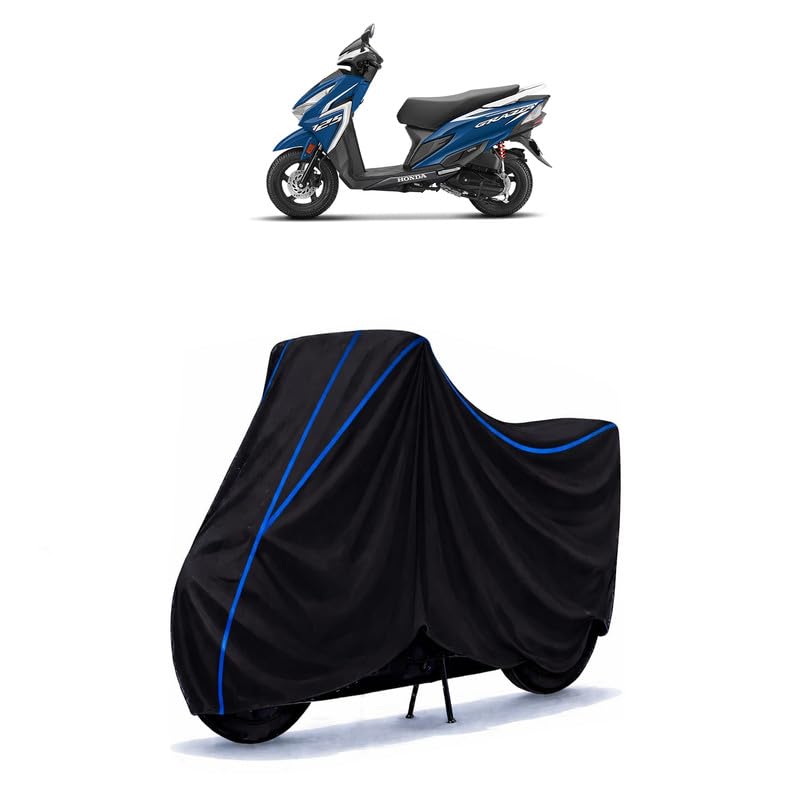 Image of Scooty Cover Water Resistant for Grazia | Universal Scooter & Bike Cover | Heavy Duty UV Protection | Dust, Rain & Scratch Protection | Elastic Fit All Weather Indoor Outdoor | Black with Blue Piping