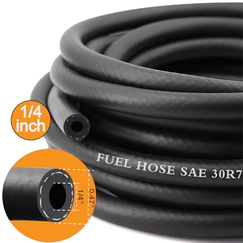 Image of 1 /4 Inch 25Ft Fuel Line Hose Push Lock NBR Rubber SAE 30R7 300PSI with 10Pcs Clamps Used in Automobile Engines Fuel Systems