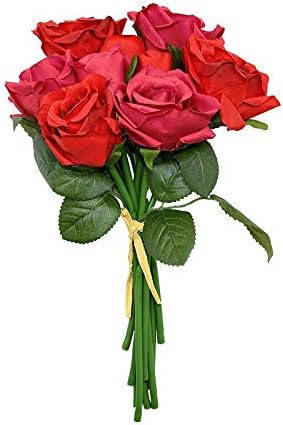 Sunnyskar - Ramo de rosas artificiales para el hogar, boda, vacaciones, fiesta, decoración, accesorios de fotografía, florero, arreglo floral,