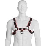 Body Kette Leder Geschirr III schwarz/rot