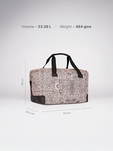 Image of ZOUK Collapsible Duffle Bag for Men and Women | Lightweight Foldable Travel Duffel Bag | Vegan Leather & Handcrafted Fabric | Water-Resistant Lining | 33L Weekend & Short Trip Bag | Colaba Shirin