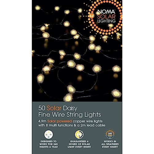 Noma Solar Fine Wire Lights, 50 Warm White Daisy LED's - Image 2