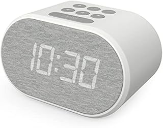 Alarm Clock Bedside Non Ticking LED Backlit Alarm Clock with USB Charger & FM Radio, 5 Step Dimmable Display - Wall Outlet Powered with Battery Backup