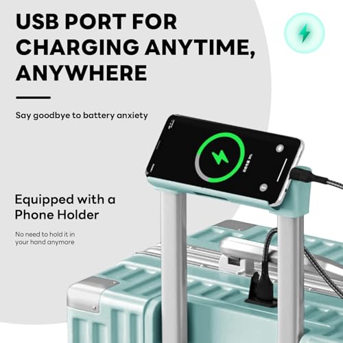 Aluminum Frame Carry-On Luggage with TSA Lock, Zipperless Design, Cup Holder & Charger, 360° Rotatable, Airline-Approved Suitcase for Men and Women (Mint green, 20in)3