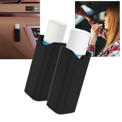 K TOMOTO [2 Pack Aesthetic Car Lip Balm Holders Compatible with Chapstick Holder Portable Accessories for Women and Man Car Interior Portable & Space Saving(Black)
