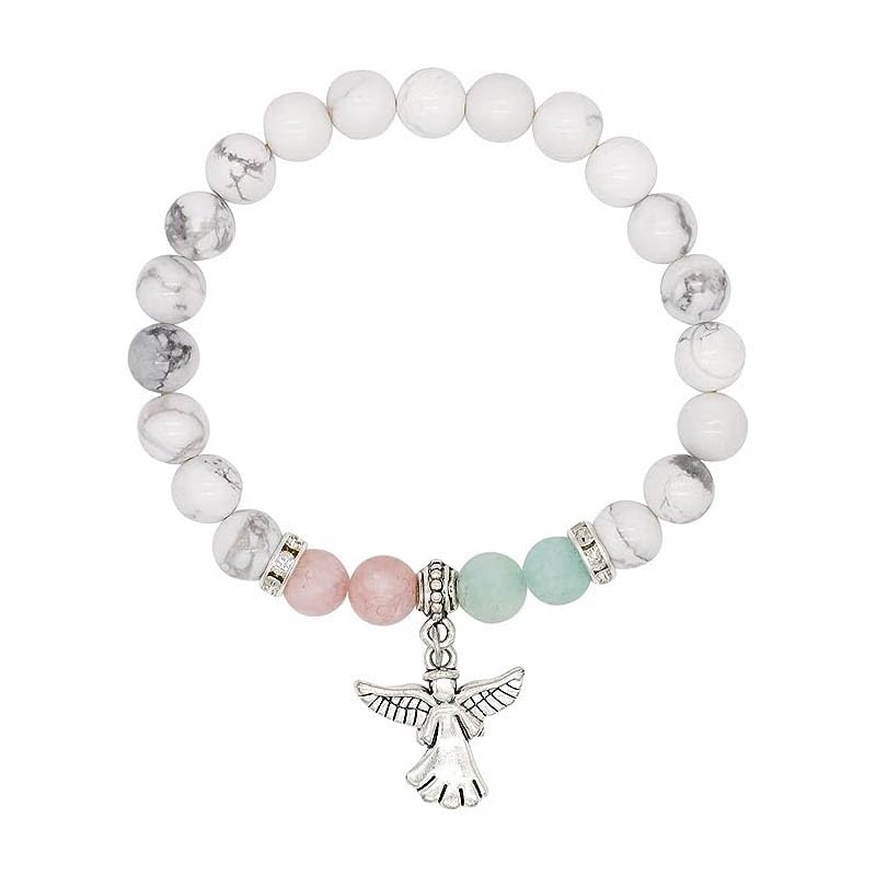 COLORFUL BLINGInspirational Religious Bracelet Guardian Angel Charm Bracelets/Sympathy Gift for Loss of Loved One/Sympathy Gift Amethyst Bead Bracelet/with Angle Wings Jewelry Gifts for Women