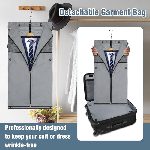 Travel Suitcase with Wheels, Soft Sided Luggage with Built in Garment Bag & Front Laptop Compartment, 22 Inch Rolling Suitcase for Business Travel, Jet Black2