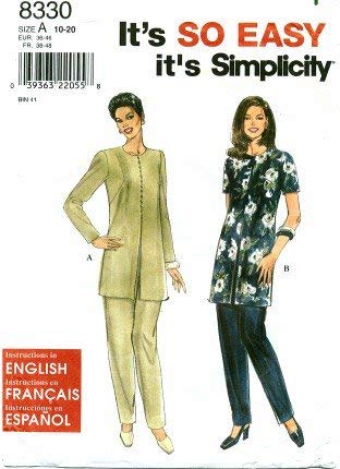 Simplicity 8330 patron couture pantalon ajusté et tunique anti-complexes