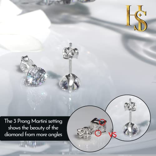 HIGHSPARK 925 Silver "Sparkling Martini" Solitaire Earrings | 92.5 Sterling Silver and Diamond like Brilliance Sparkling Zirconia | Lovely Gift - Image 6