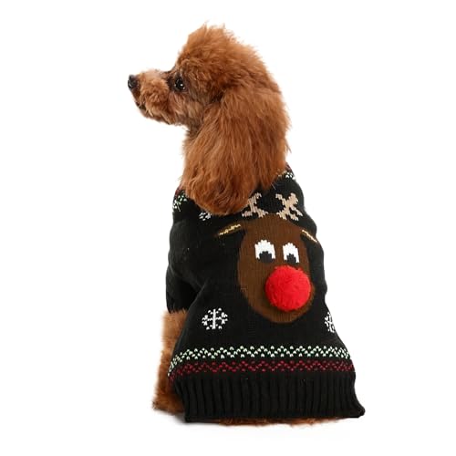 INSPUTOL Pull de Noël pour Chien, Motif Renne, vêtement Chaud en Tricot pour Chiens et Chats de Taille Moyenne et Grande (Taille L, 1 pièce)