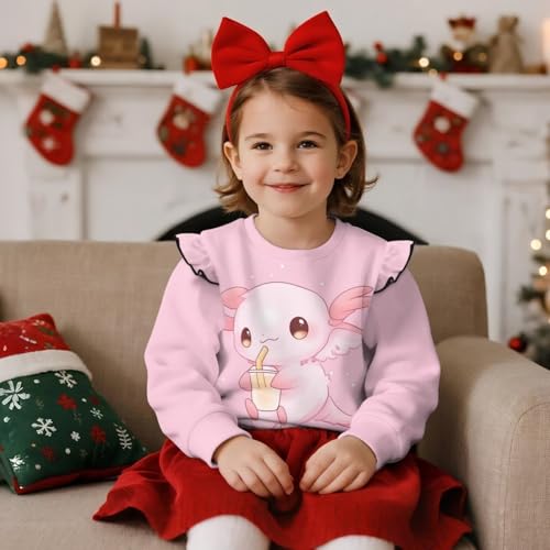 Xhuibop Toddler Sweatshirt Ruffle Long Sleeve Shirts for Girls 1-8Y Cute Graphic Tees Tops3