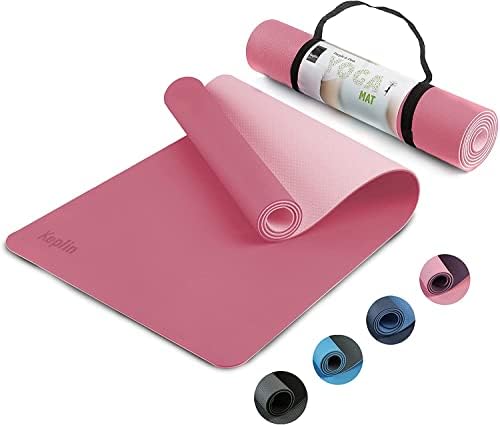KEPLIN Yoga & Exercise Mat with Carry Strap, Large Non-Slip Comfortable Training & Workout Floor Mat for Home or Outdoor, Gym, Pilates, Gymnastics, HiiT, Stretching & Meditation