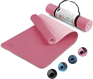 KEPLIN Yoga & Exercise Mat with Carry Strap, Large Non-Slip Comfortable Training & Workout Floor Mat for Home or Outdoor, Gym, Pilates, Gymnastics, HiiT, Stretching & Meditation